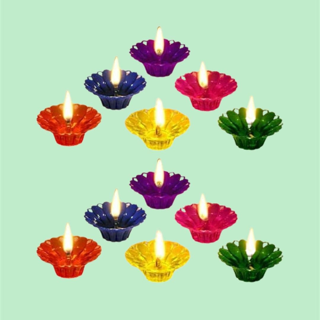 Set of 12/24 Pieces 3D Reflection Diya LED Diyas