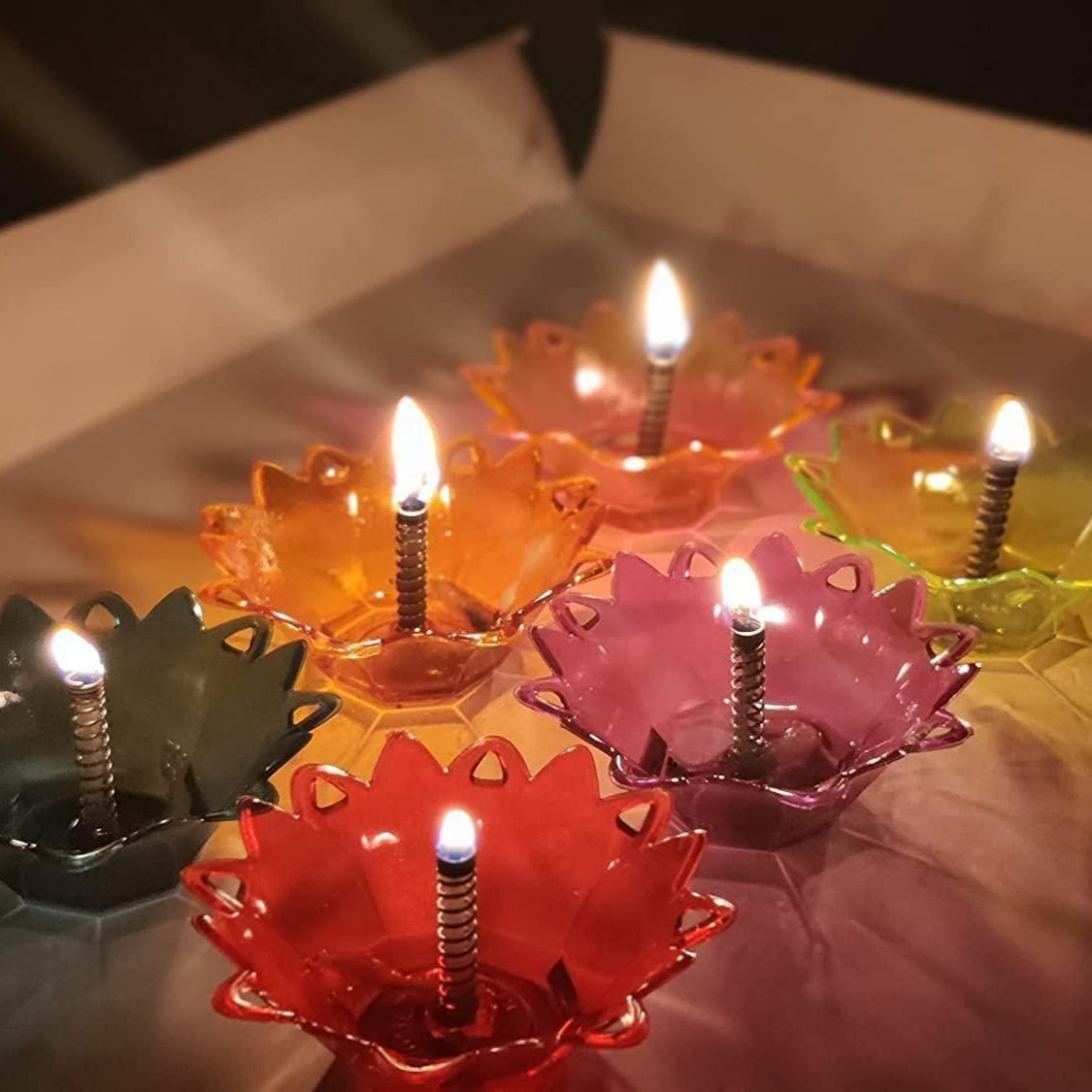 Set of 12/24 Pieces 3D Reflection Diya LED Diyas