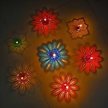 Set of 12/24 Pieces 3D Reflection Diya LED Diyas