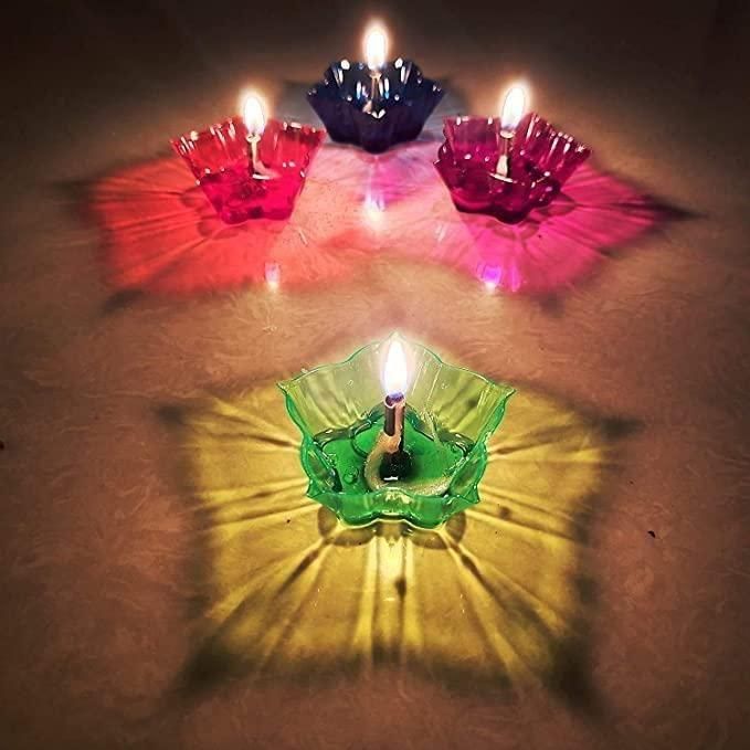Set of 12/24 Pieces 3D Reflection Diya LED Diyas