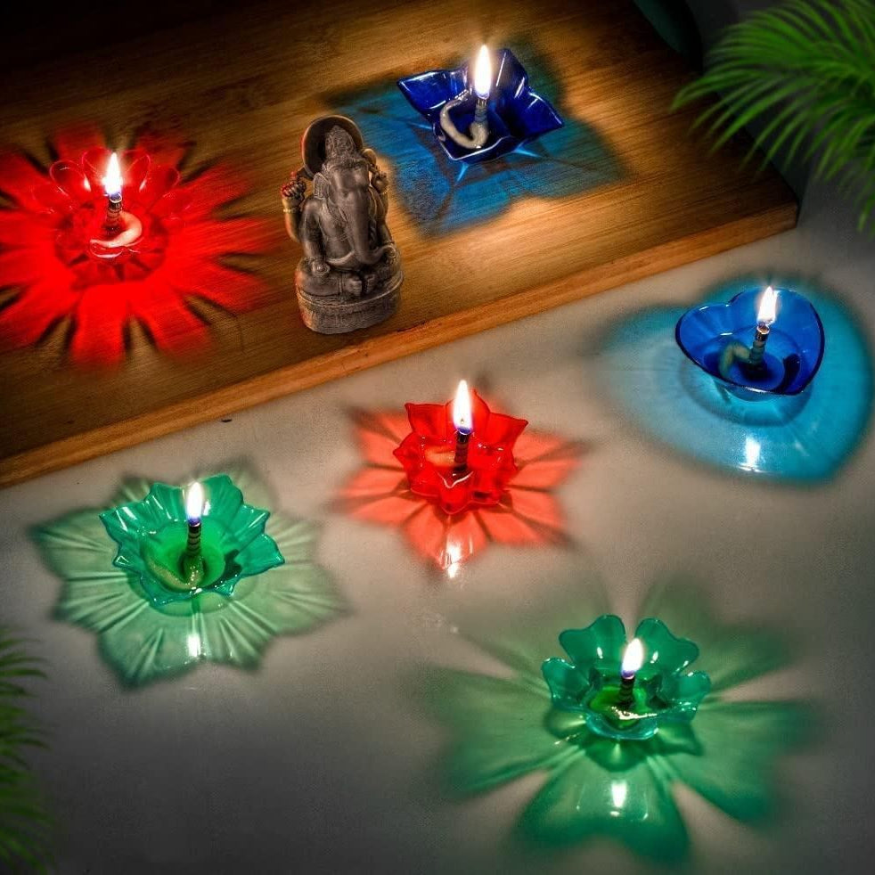 Set of 12/24 Pieces 3D Reflection Diya LED Diyas